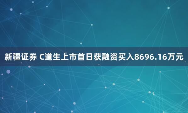 新疆证券 C道生上市首日获融资买入8696.16万元